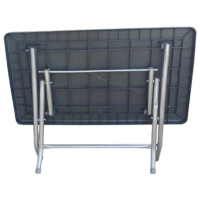 FOLDING-RATTAN τραπέζι κήπου βάση μεταλλική γκρί με καπάκι πλαστικό ΑΝΘΡΑΚΙ / 65x115xΗ75